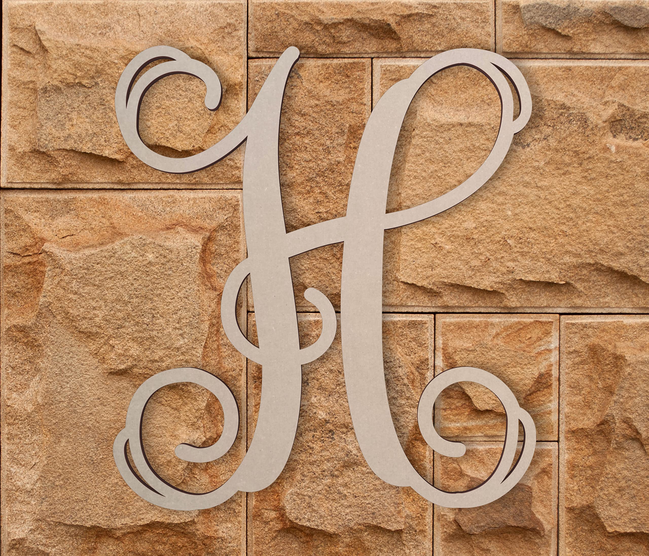 Large Wooden Letter H - 16" Cursive Vine Font, Unfinished MDF Wall Decor For Nursery, Home, Or DIY Projects