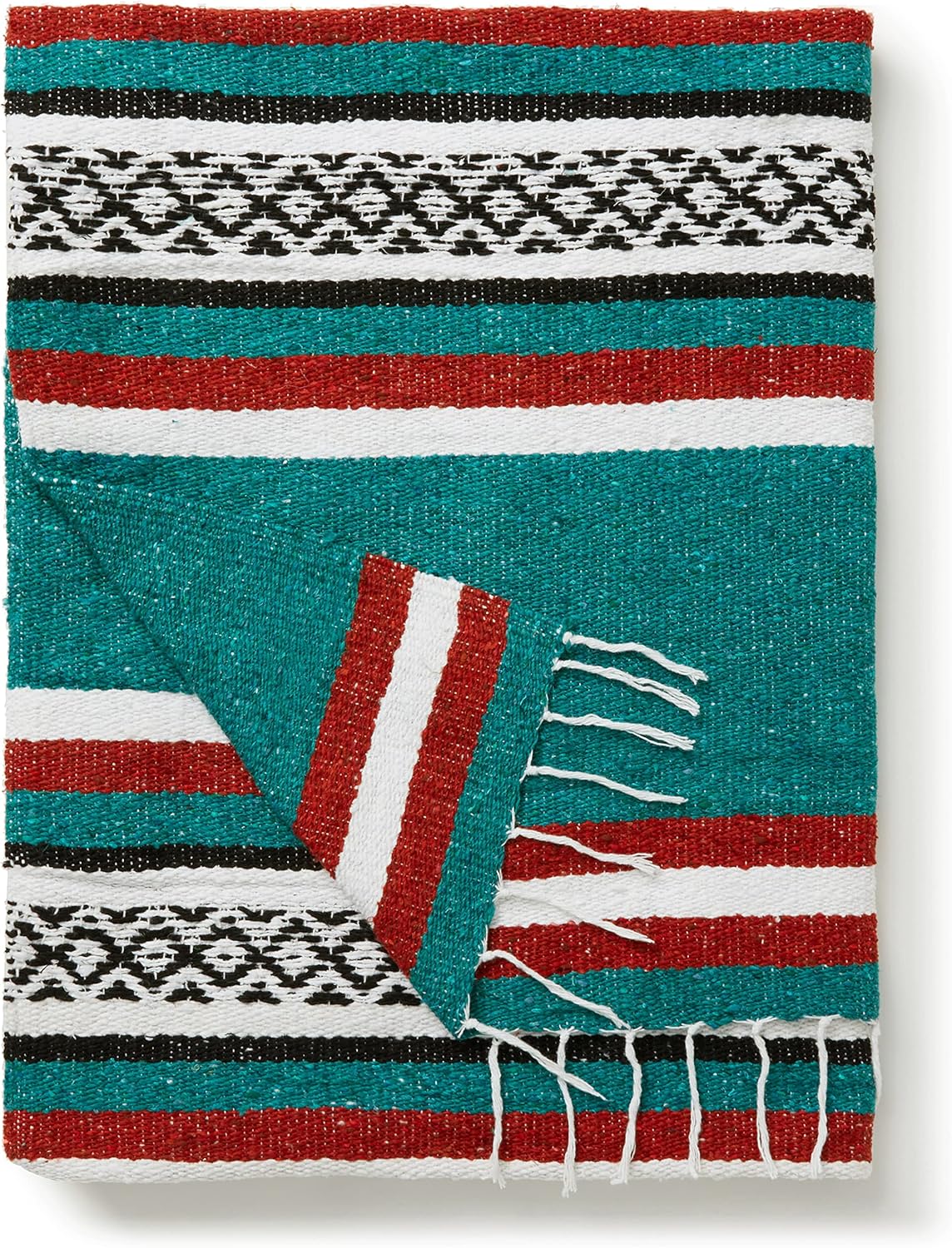 Green and Rust Mexican Blanket by Laguna Beach Textile Co