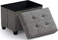 OrnavoHome Small Rectangle Storage Ottoman with Legs - 600 LB Footrest Stool, 38L Hidden Storage for Bedroom Living Room Dorm - 12x16x12 Dark Gray