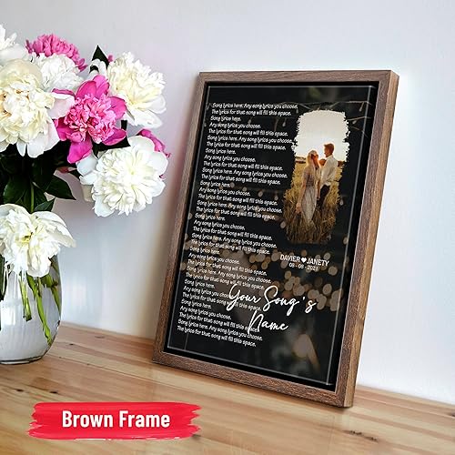 Vista 132 de H-DEWALL Letras de canciones personalizadas con marco, arte de pared musical personalizado para él, decoración sentimental y regalo inspirador