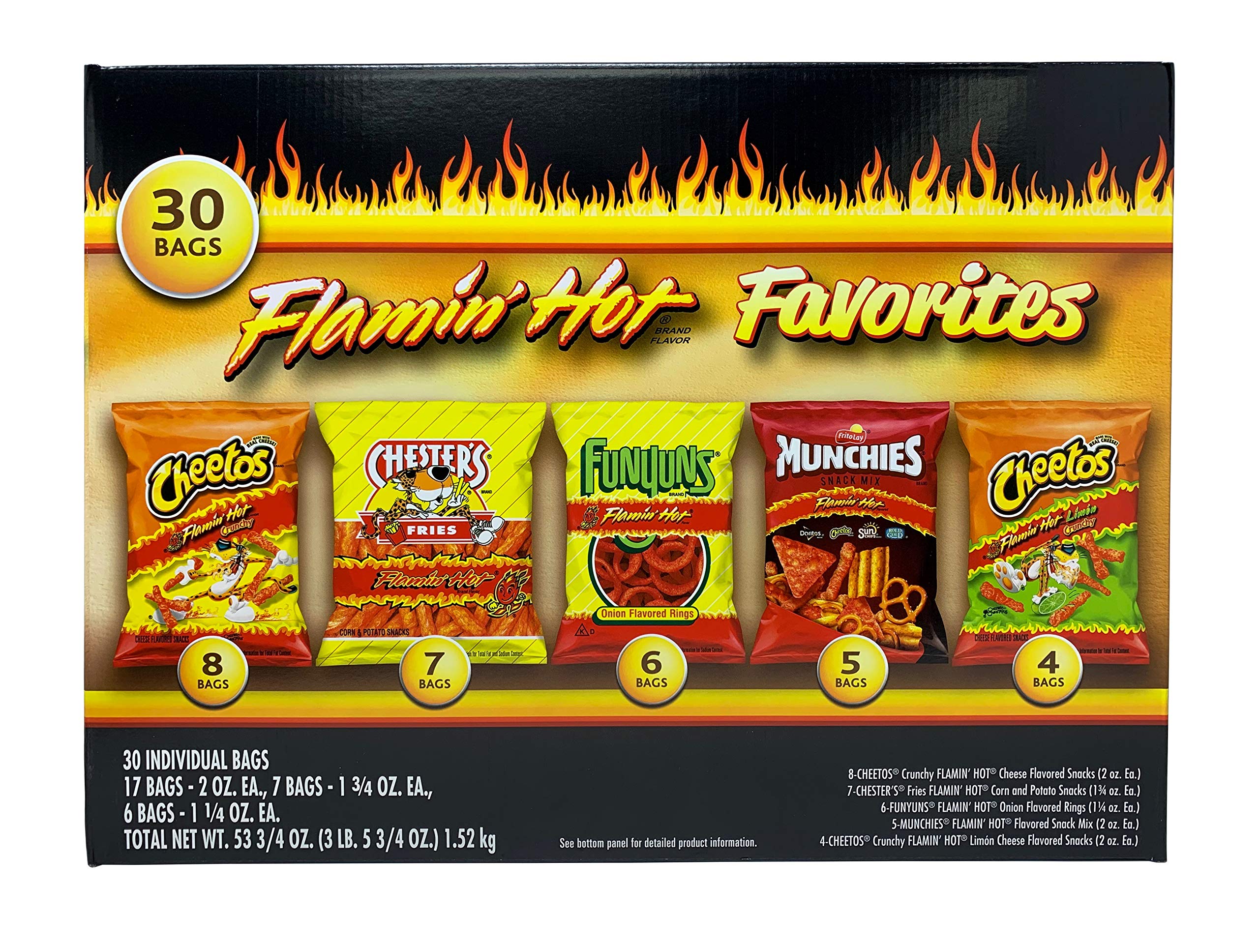Frito LayFlaming Hot Favorites Cheetos, Chester's, Funyuns, Munchies 30 Bags