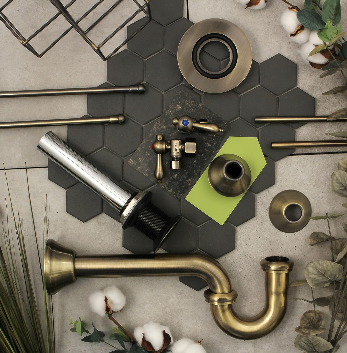 Kingston Brass CC43103VKB30 Trimscape Traditional Plumbing Sink Trim Kit with P-Trap and Drain in Antique Brass