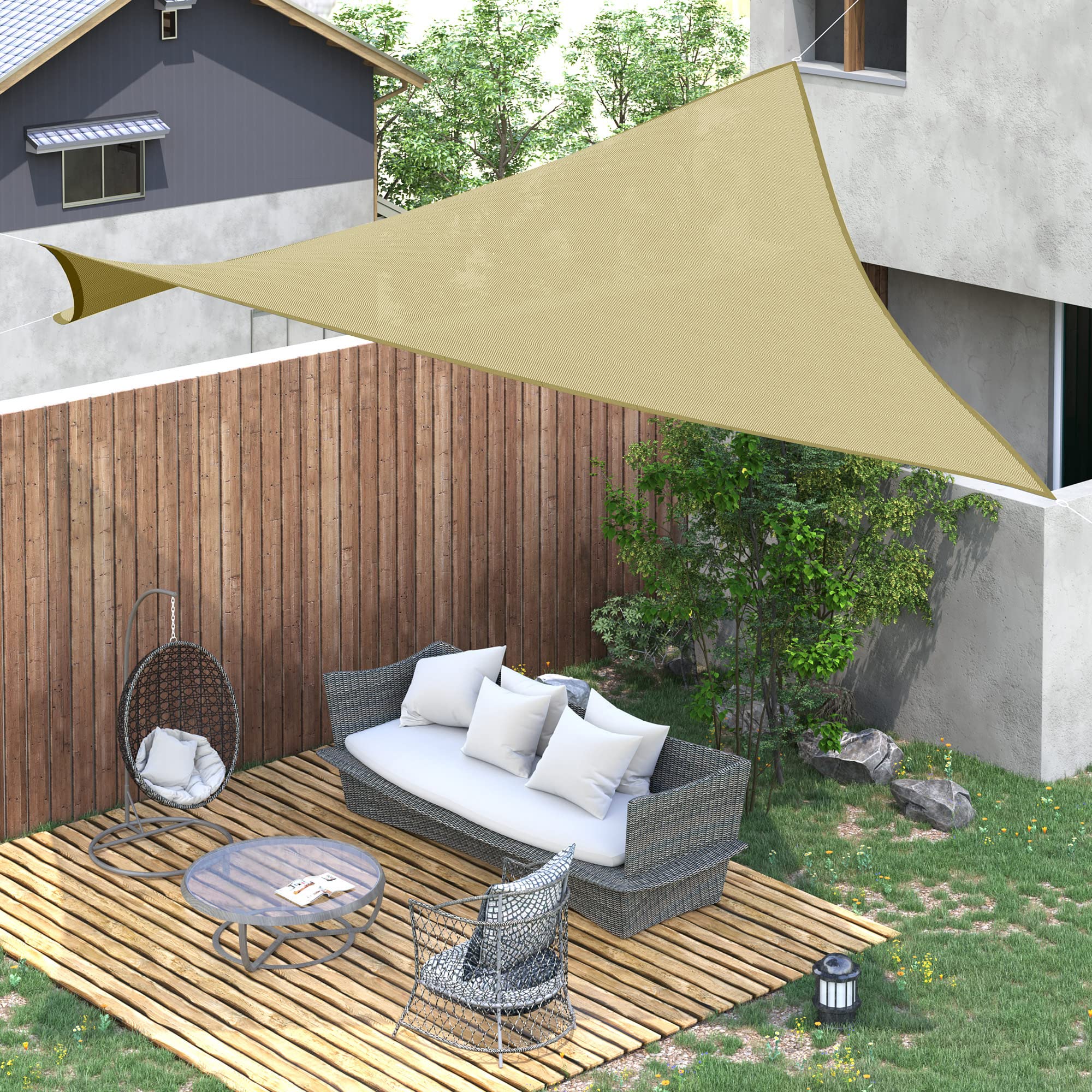 Outsunny Carré 12 Voile d'ombrage UV Couverture jardin Sable