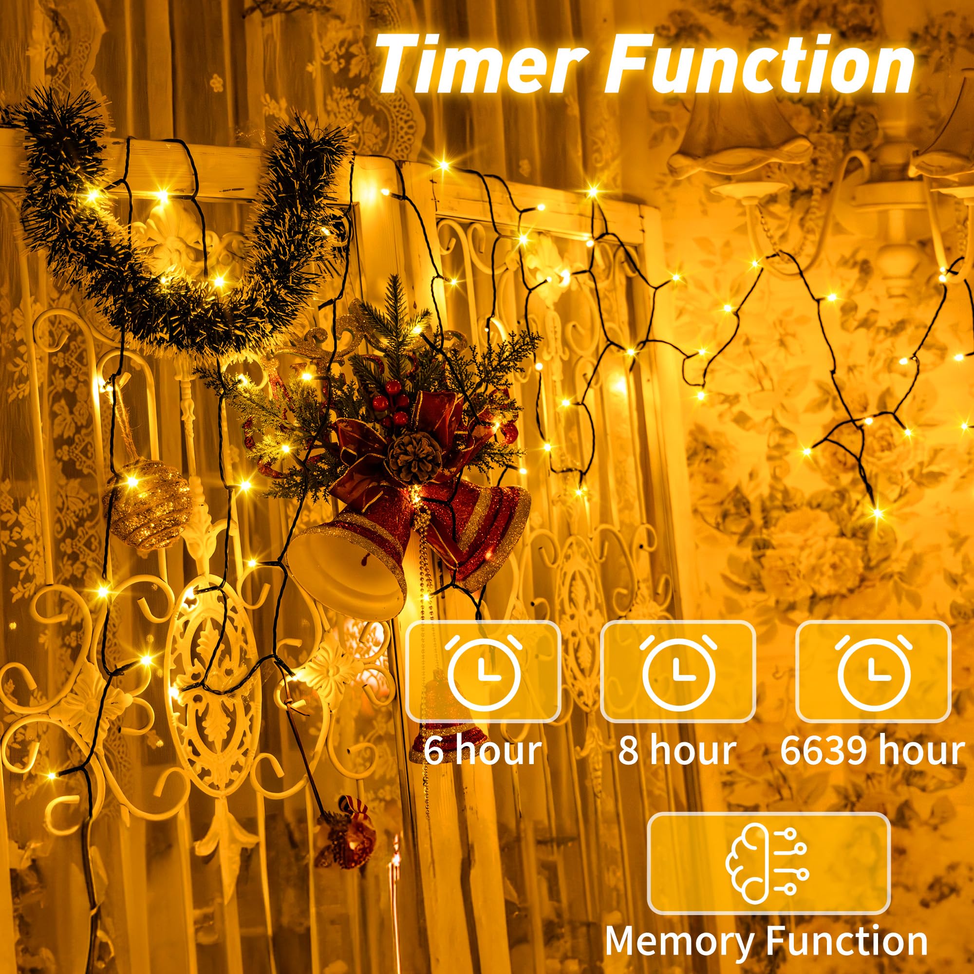 Auriostar Luci Natale Esterno 60m, 600LED Luci Albero di Natale Impermeabile IP44, 8 Modalità Catena Luminosa con Telecomando per Interno/Esterno Decorative Natalizie Albero di Natale Nozze Compleanno
