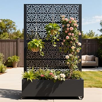 Metal Planter Box with Trellis, Galvanized Steel, 73"x47"x16"