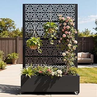 Metal Planter Box with Trellis, Galvanized Steel Raised Garden Bed with ...