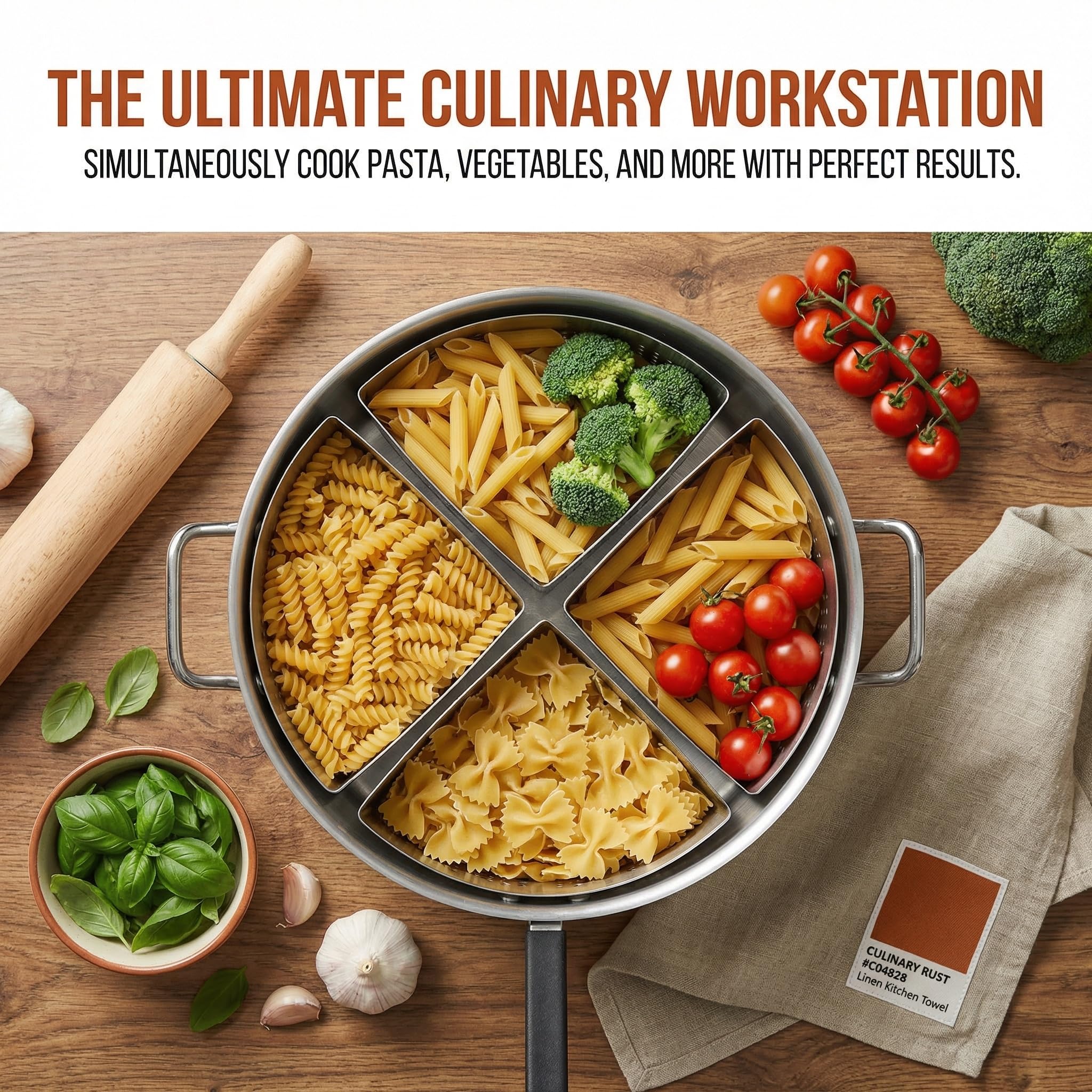 20 Qt Olla de Pasta de Aluminio 5-Pieces Set con cestas de colador de Acero Inoxidable Cocina Comercial Resistente para Fideos Verduras Mariscos Restaurante Cafetería Cocina simultánea eficiente