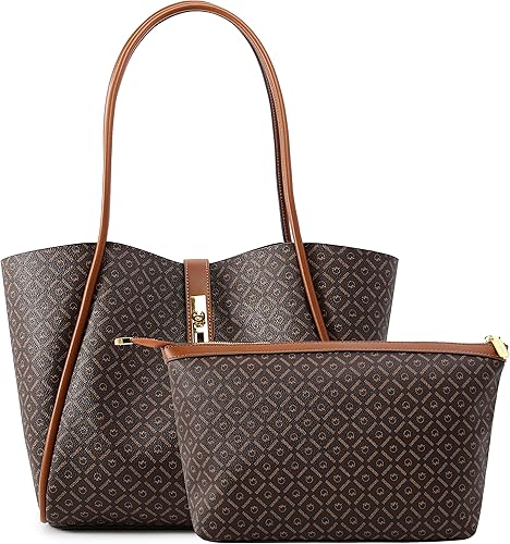 Miniatura 7 de Queenoris Tote Bag for Women, Top-handle Shoulder Handbag Large Capacity Purese Designer Retro Bag with Clutch