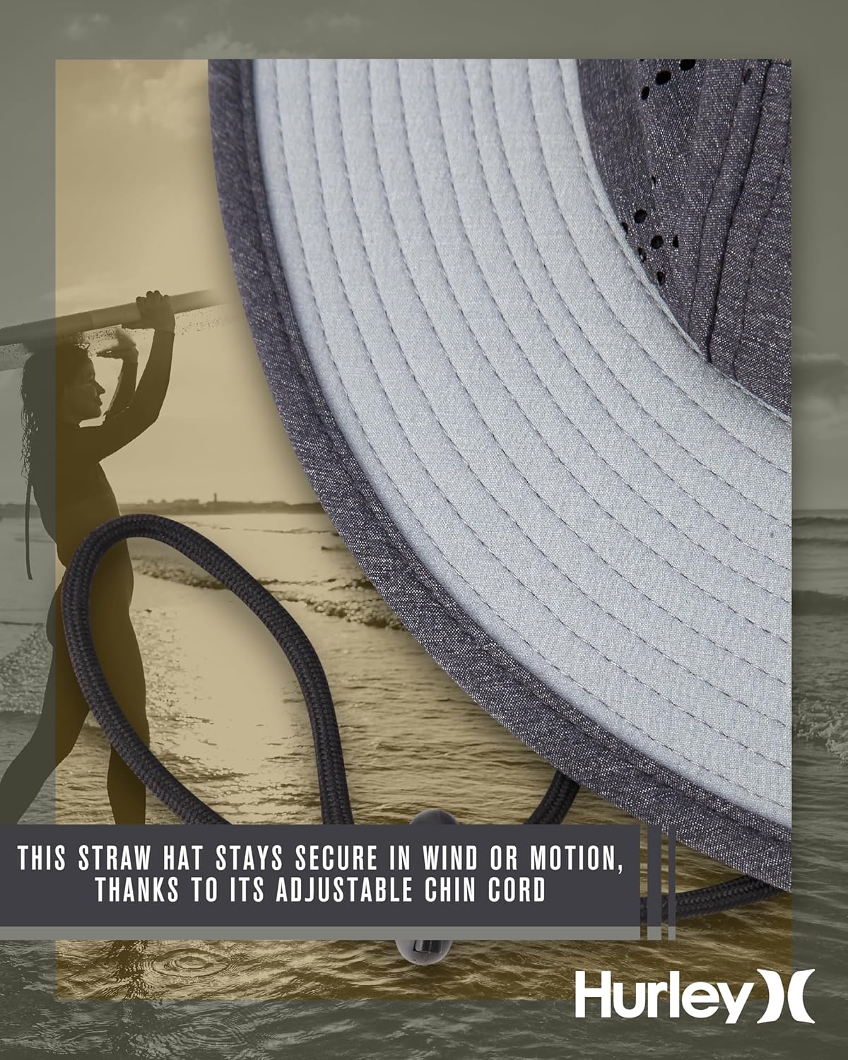 Hurley Men's Boonie Hat - Moisture Wicking Quick Dry Wide Brim Sun Hat for Outdoor, Fishing and Hiking (S-XL) - Image 4