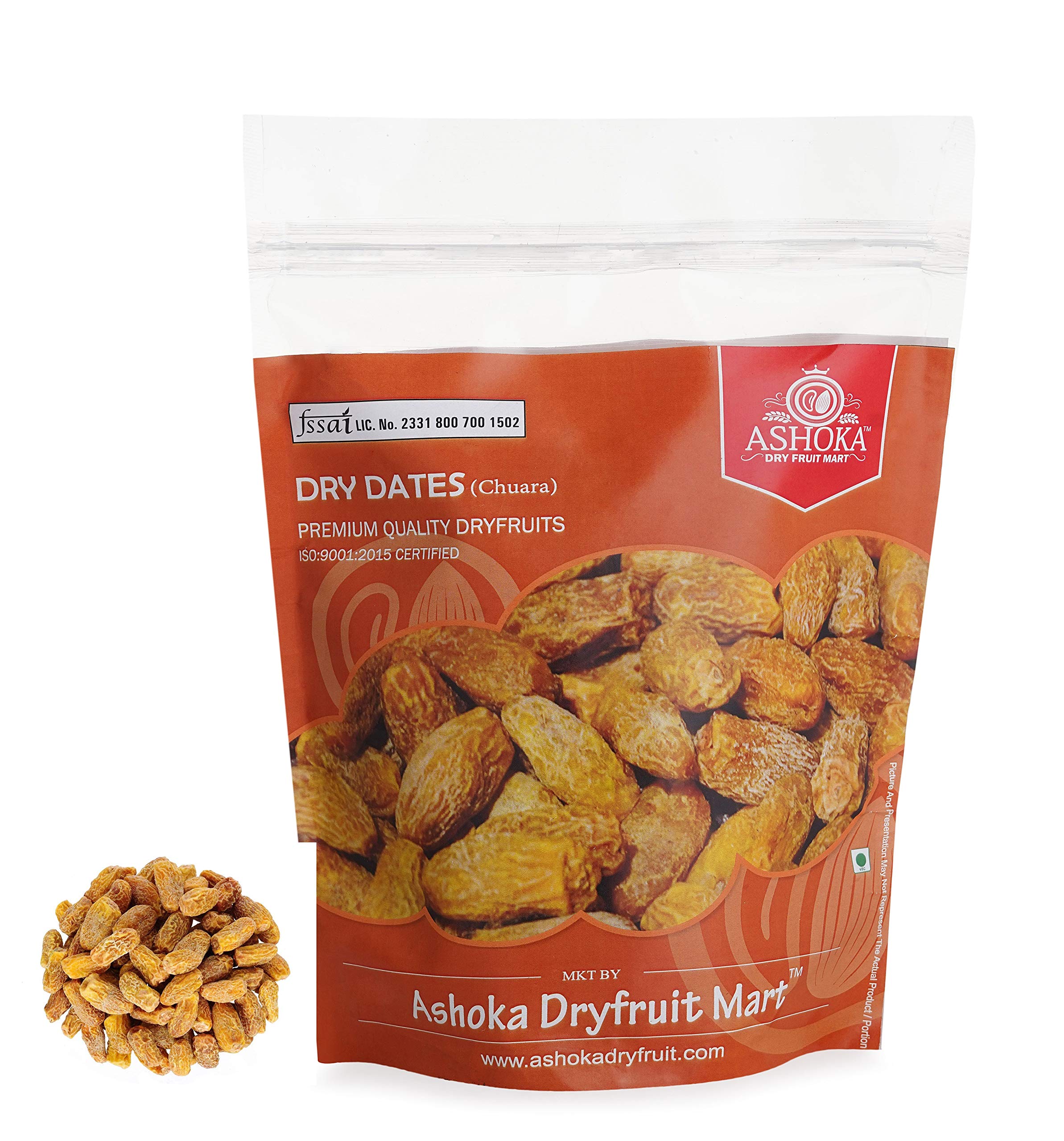 Ashoka Dry Fruits Dates Dry Yellow/Sukha Khajoor Exotic Quality (Pila Chuara 2.5 inch in Size)1Kg