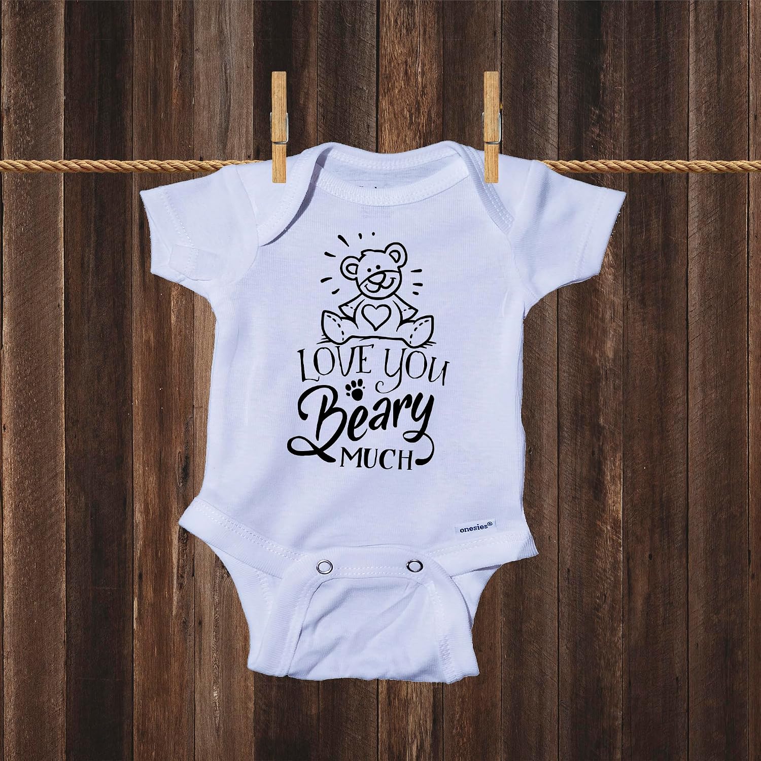Ink Trendz Love You Beary Much Baby Onesie, Cute Teddy Bear Design Bodysuit