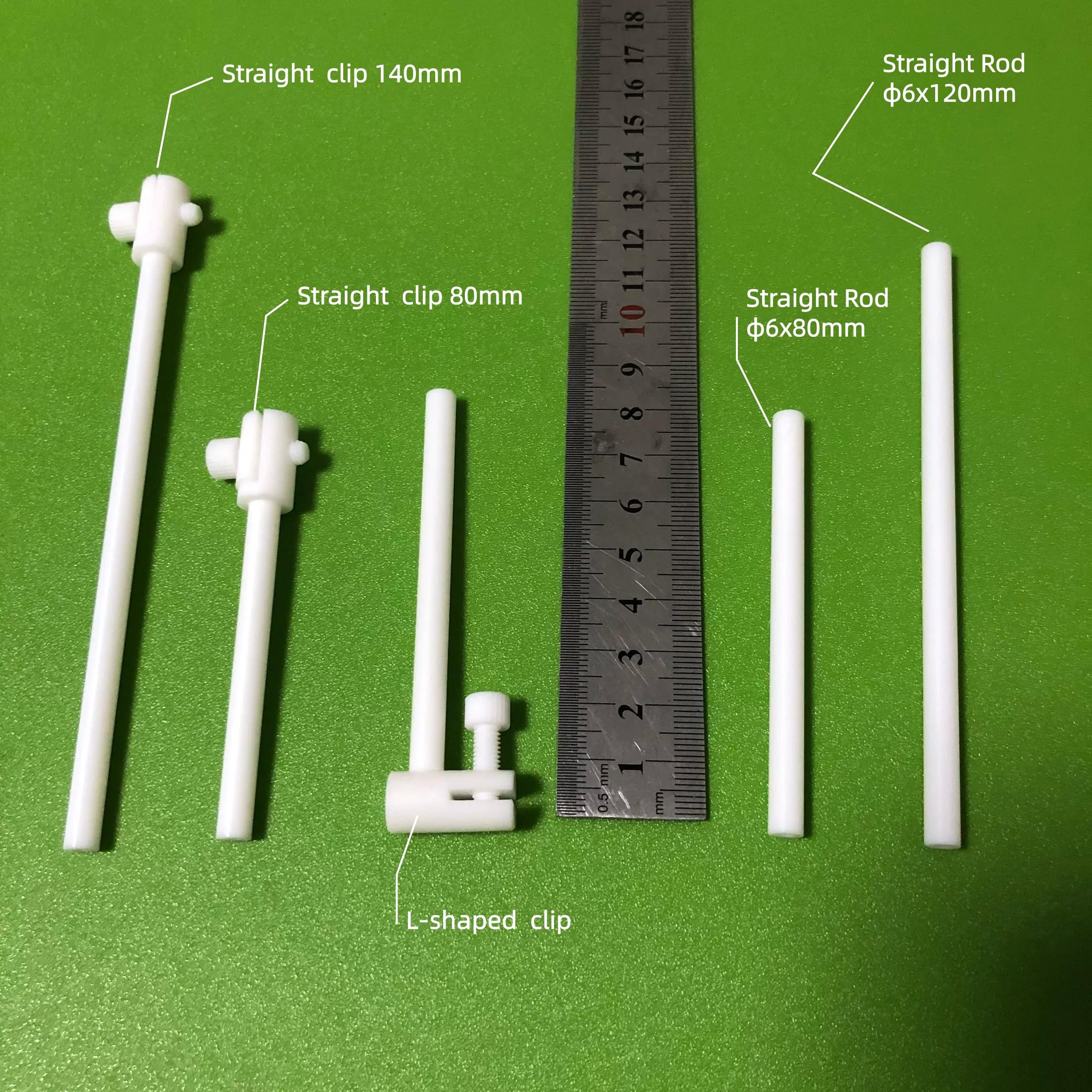 Porte-électrode, tige et pince creuses en PTFE, Solution conductrice sans métal for l'électrochimie, 1 pièce(Straight clip 80mm)