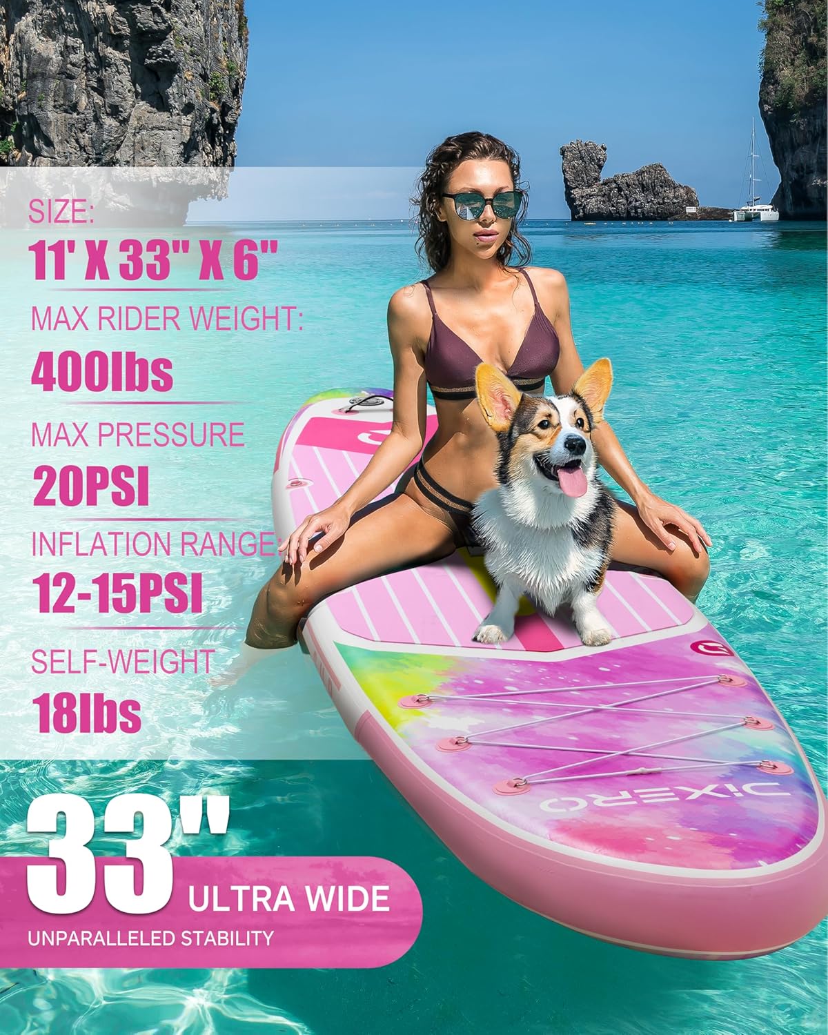 Inflatable Stand Up Paddle Board with SUP Accessories, Anti-Slip EVA Deck, 11'*33" Inflatable Paddle Boards for Adults & Youth of All Skill Levels - Image 2