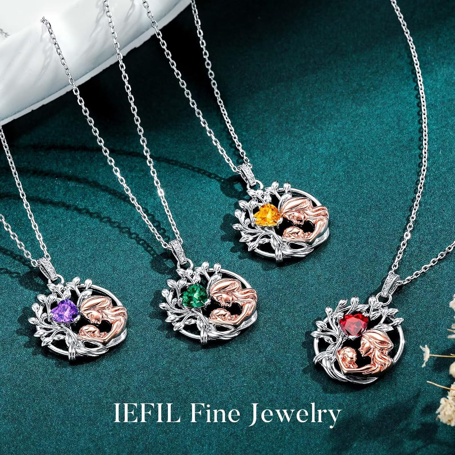lefil New Mom Gifts - 925 Sterling Silver Tree of Life Birthstone Necklace for Women, Birthday First Mothers Day Gifts for New Mom - Image 6