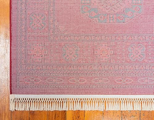 Miniatura 9 de Unique Loom Tekke Collection - Alfombra tradicional saturada tradicional sobre teñida, 8 pies 0 pulgadas x 11 pies 0 pulgadas, rojonegro