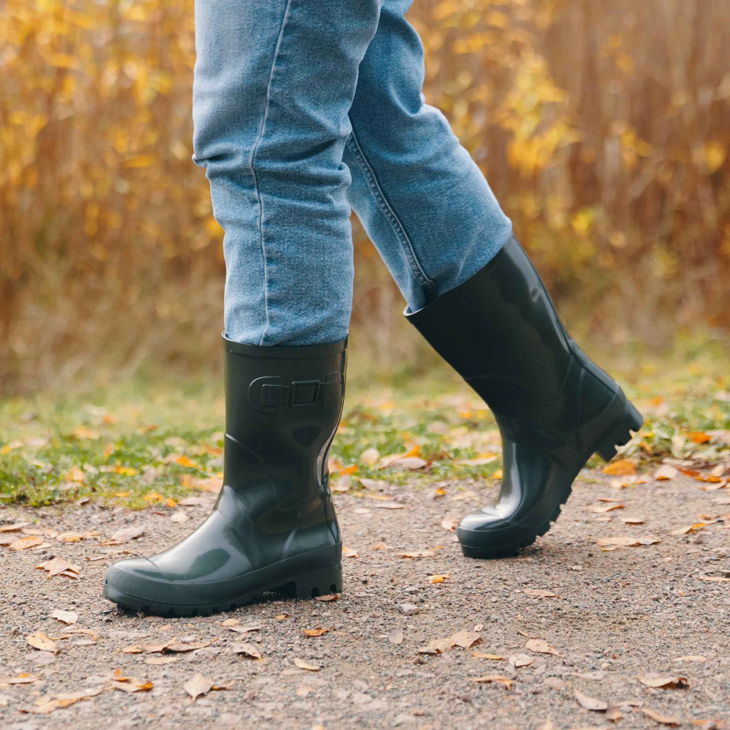 JUJU Botas de agua impermeables para mujer, ajuste cómodo y elegante, fáciles de poner, botas Wellington para mujer, tallas 3-8