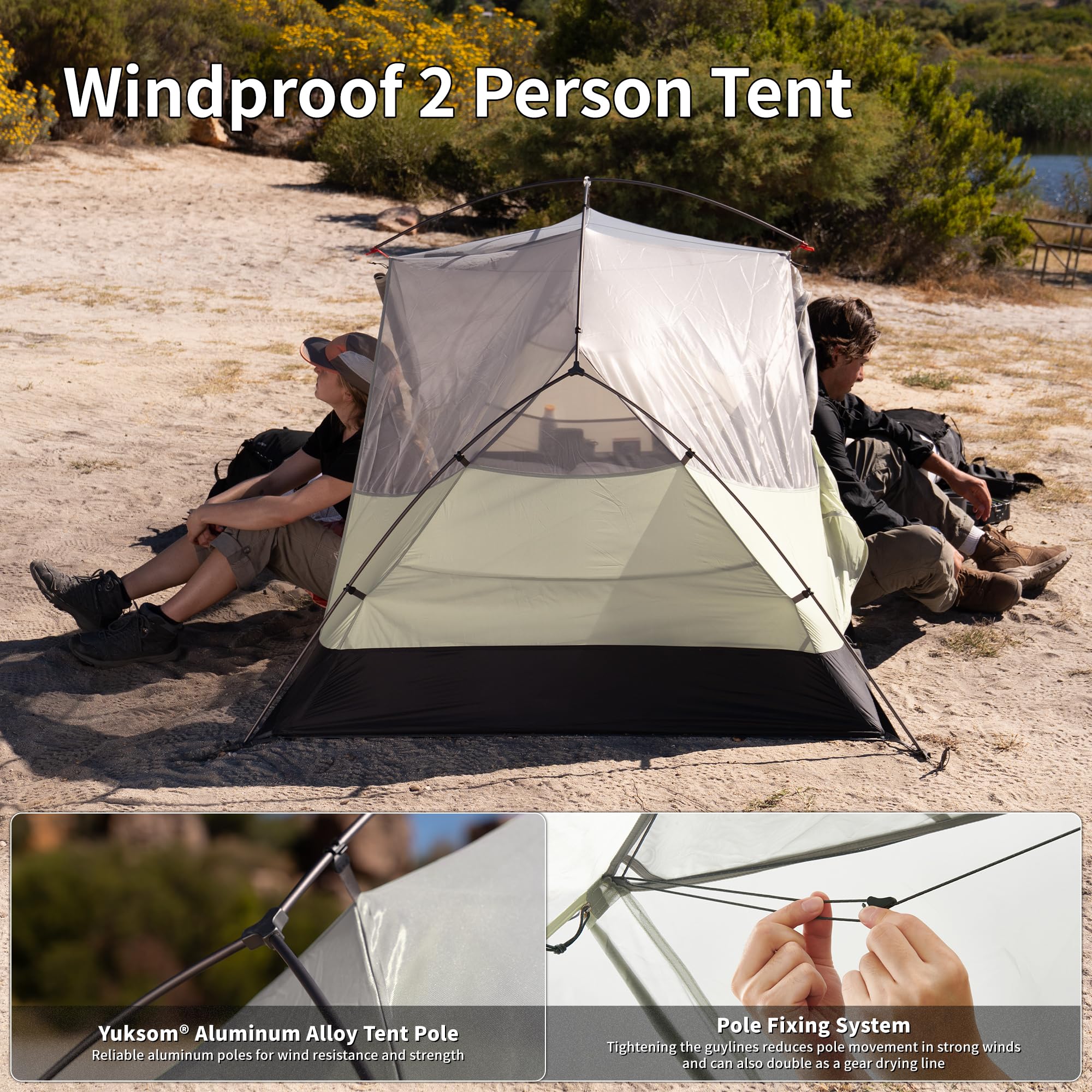 Naturehike Tienda de campaña Mongar Pro ultraligera, resistente al viento, impermeable, para trekking, portátil, para 1, 2 y 3 personas, 3-4 temporadas, para camping, senderismo
