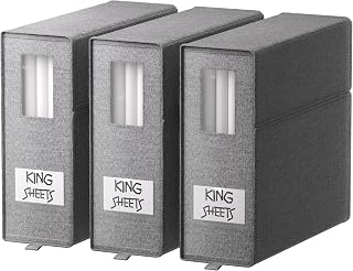 3 Pack Bed Sheet Organizers and Storage,Storage Foldable Cubes for Sheets,Bedsheet Storage,Sheet Storage Organizer,Sheets Organizer for Linen Closet,Grey