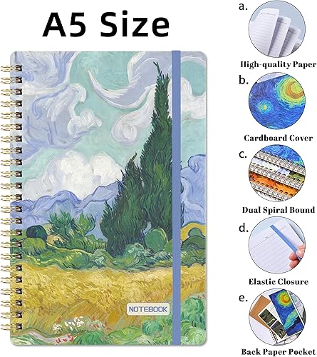 Miniatura 4 de Cuaderno de espiral  Paquete de 3 cuadernos en espiral A5, 5.9 x 8.3 pulgadas, 3 x 160 páginas a rayas para mujeres, cuaderno rayado universitario