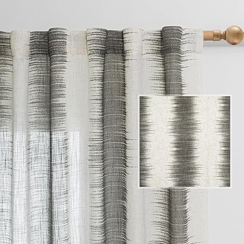 MYSKY HOME Cortinas para dormitorio, paneles transparentes con textura de lino, cortinas de 63 pulgadas de largo, líneas de filtrado de luz,