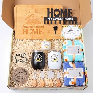Housewarming Gifts New House -19 Pcs Closing Gifts for Couple Friend Women Men Home Buyers, House Warming Basket for New Houses Apartment Kitchen PresentsSunflower,Colorful