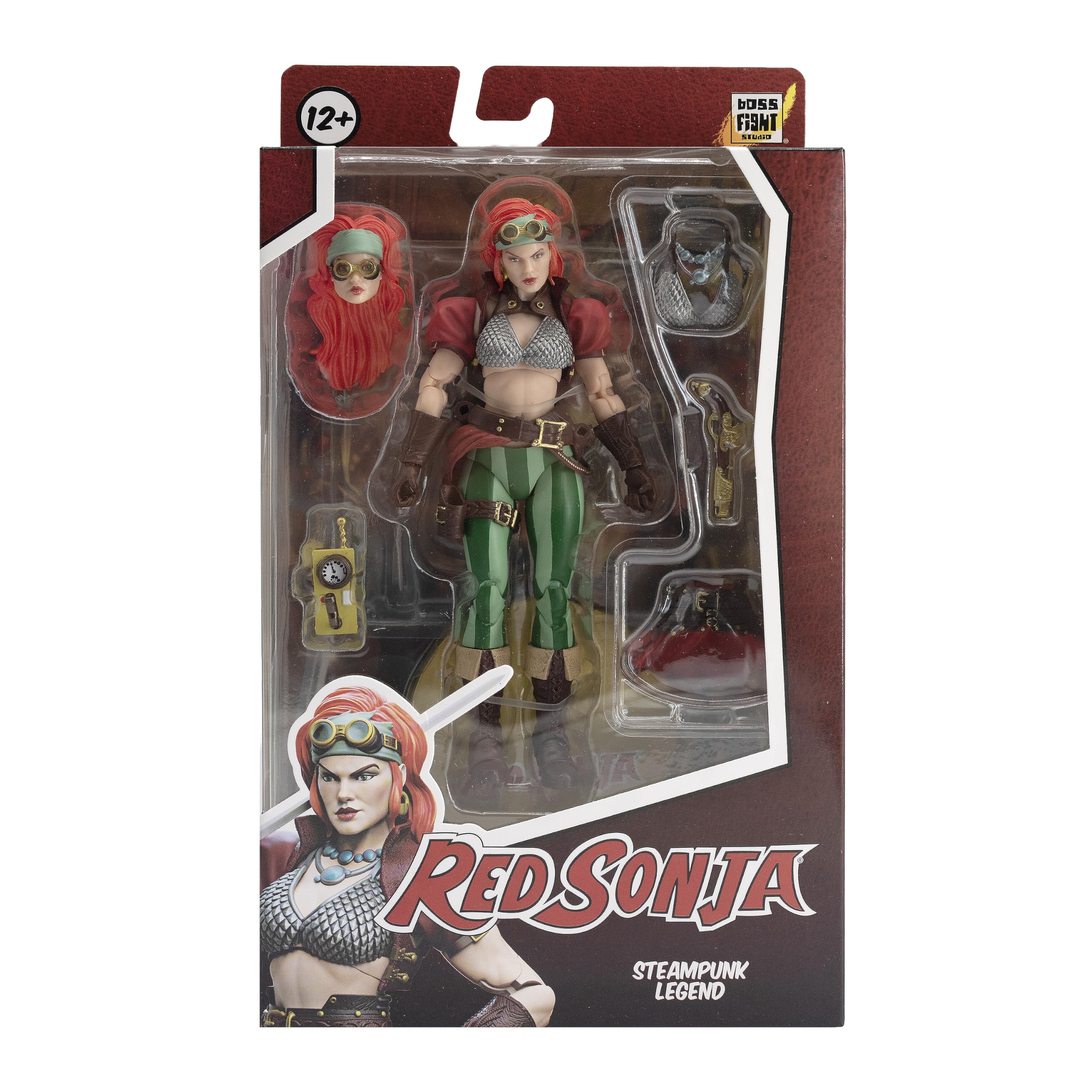 Boss Fight Studio Epic H.A.C.K.S. Red Sonja Steam Punk Actionfigur – hochbewegliche Sammelfigur, anpassbare Figur mit komplettem Zubehör und austauschbaren Teilen – Maßstab 1:12