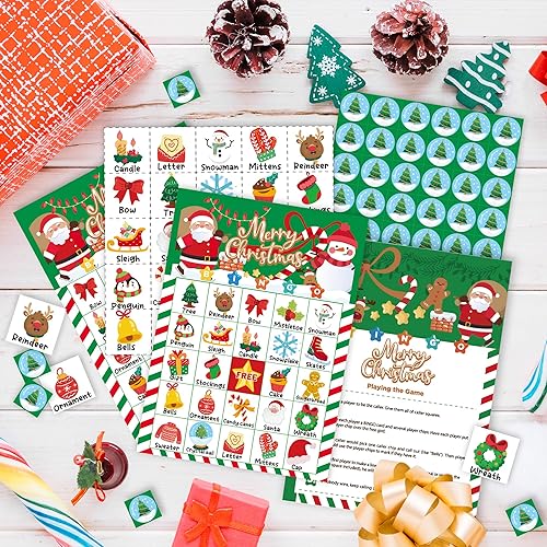 Miniatura 4 de 38 tarjetas de juego de bingo de Navidad para 24 jugadores, juegos de bingo de Navidad para actividades en el aula, regalos de fiesta familiar,