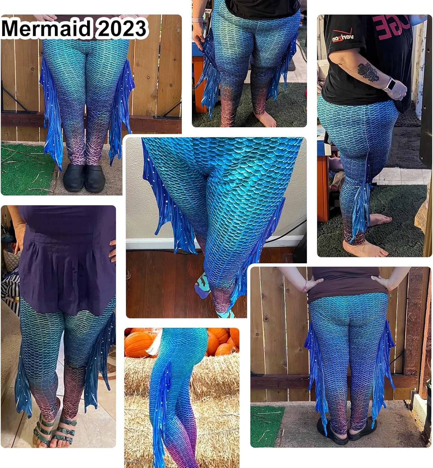 color cosplayer Mermaid Yoga Print Leggings for Women Plus Size Fish Scale High Waisted Pants Halloween Costume Tights - Image 3