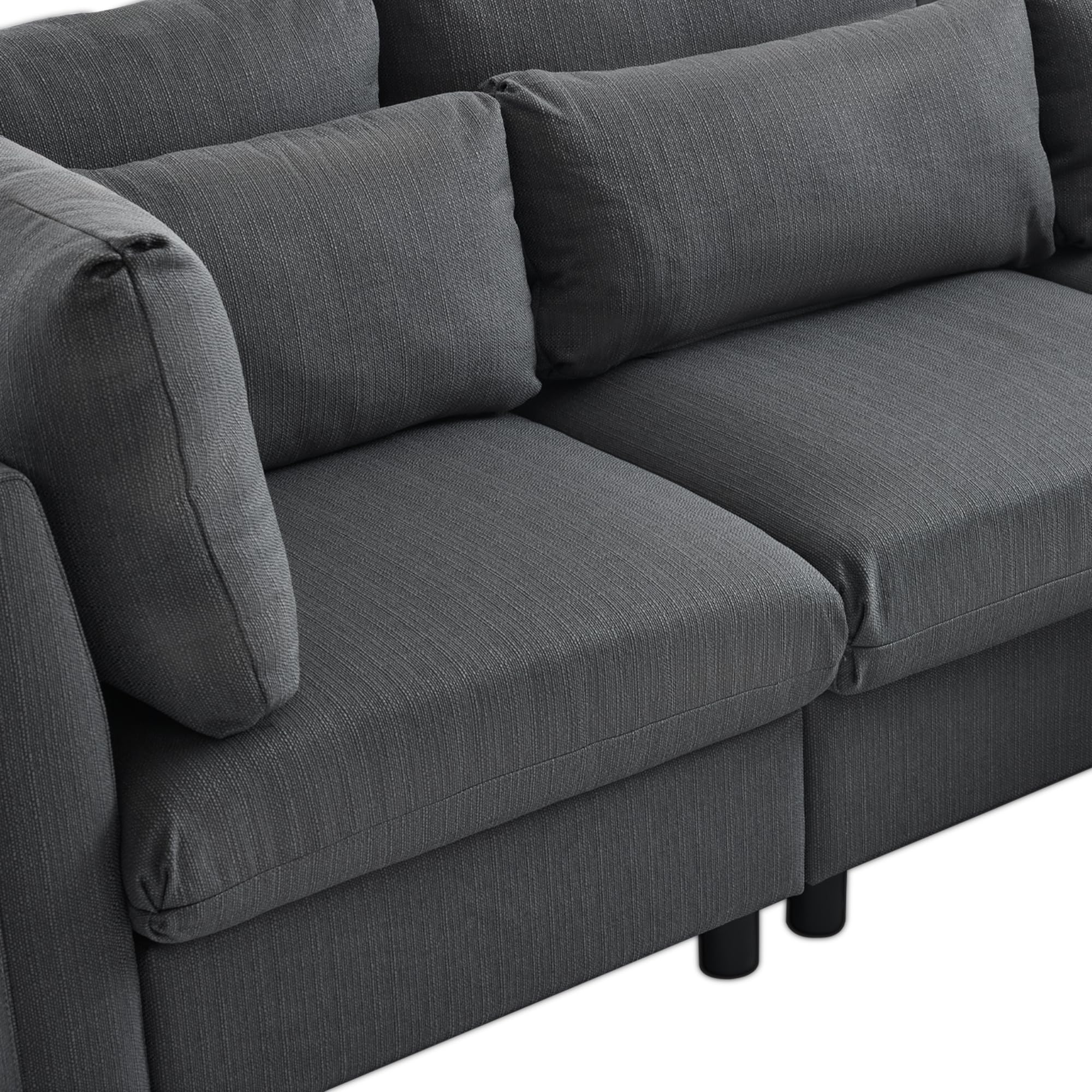 Soweiz Design moderno, divano a tre posti con poggiapiedi, divano ad angolo a forma di L, 220 x 83 x 81 cm (grigio)