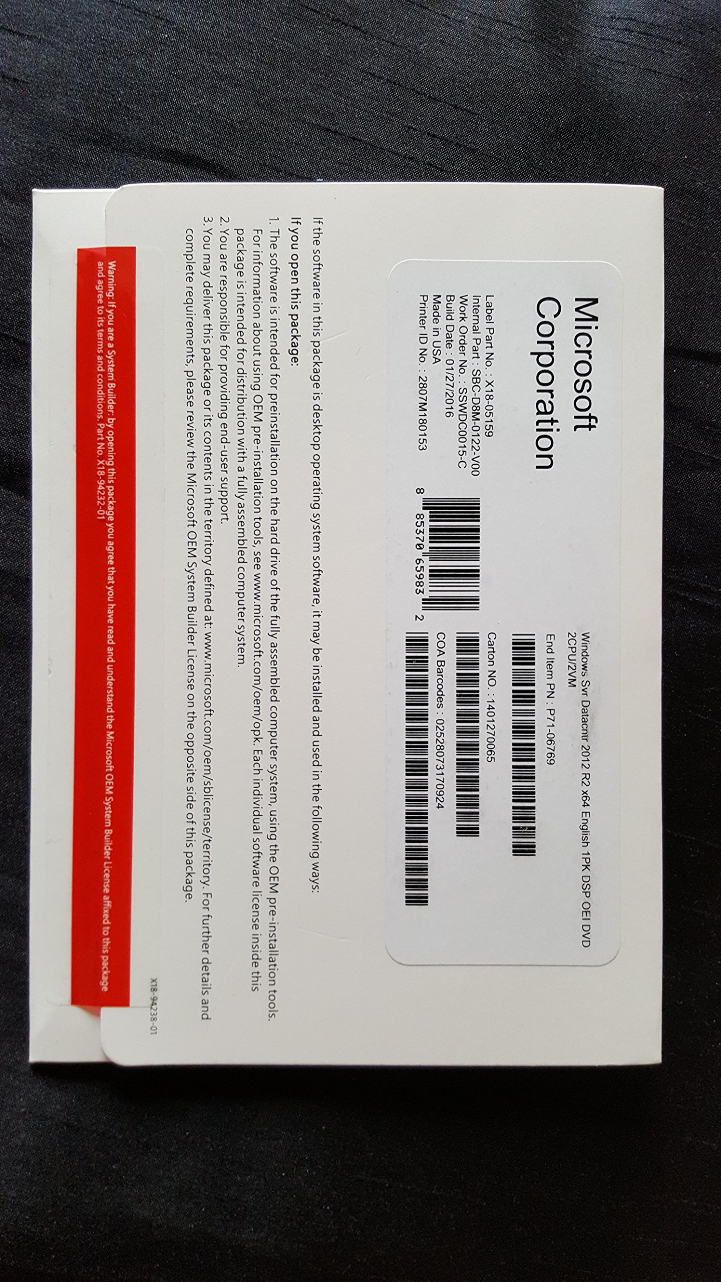 Windows Server 2012 R2 Datacenter – OEM-Lizenz, 2 CPUs, DVD, Deutsch