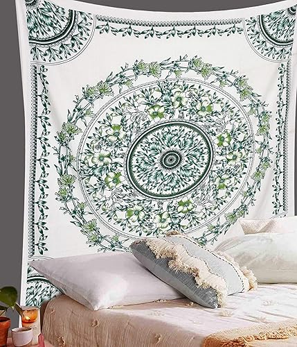 Miniatura 3 de ANJANIYA Tapiz floral bohemio para colgar en la pared, diseño de mandala para dormitorio, habitación, playa, pared, decoración psicodélica hippie