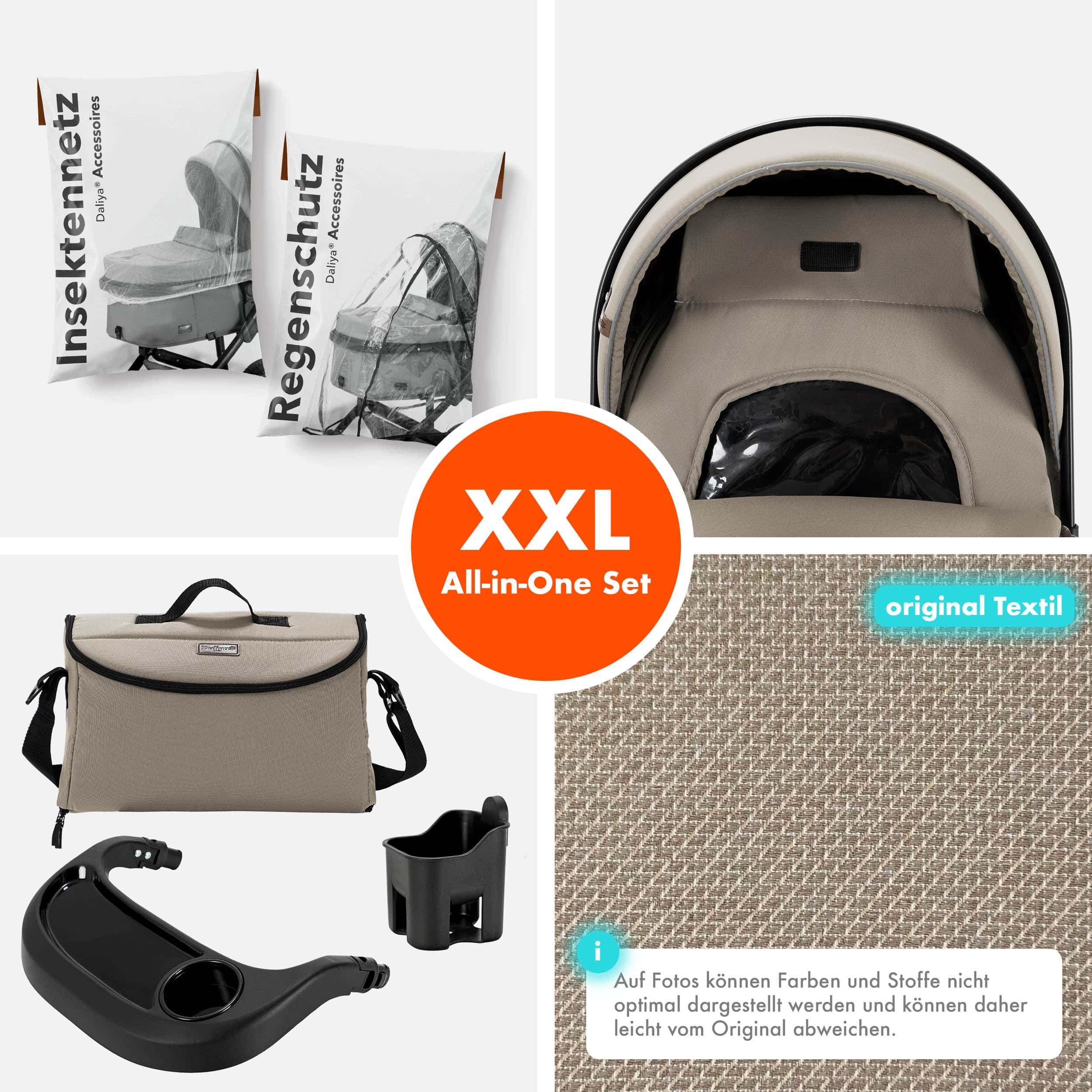 Daliya® FLEXI-PRO M 2in1 Kinderwagen & Buggy (Beige Leinen)