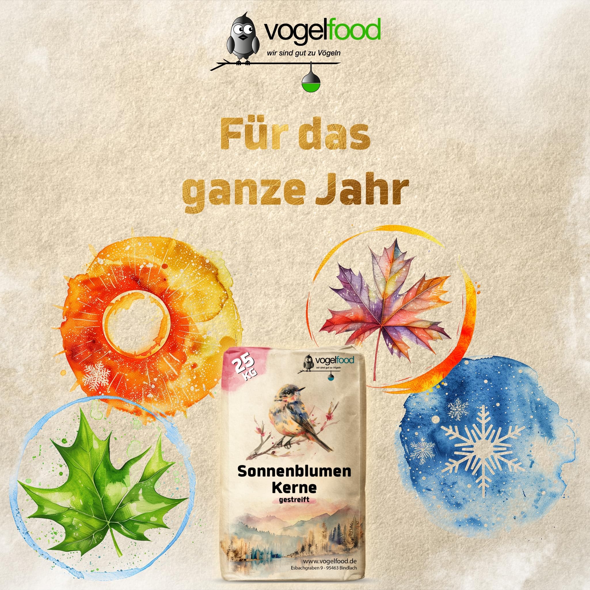 Vogelfood gestreifte Sonnenblumenkerne Marke Vogelfood 25 kg
