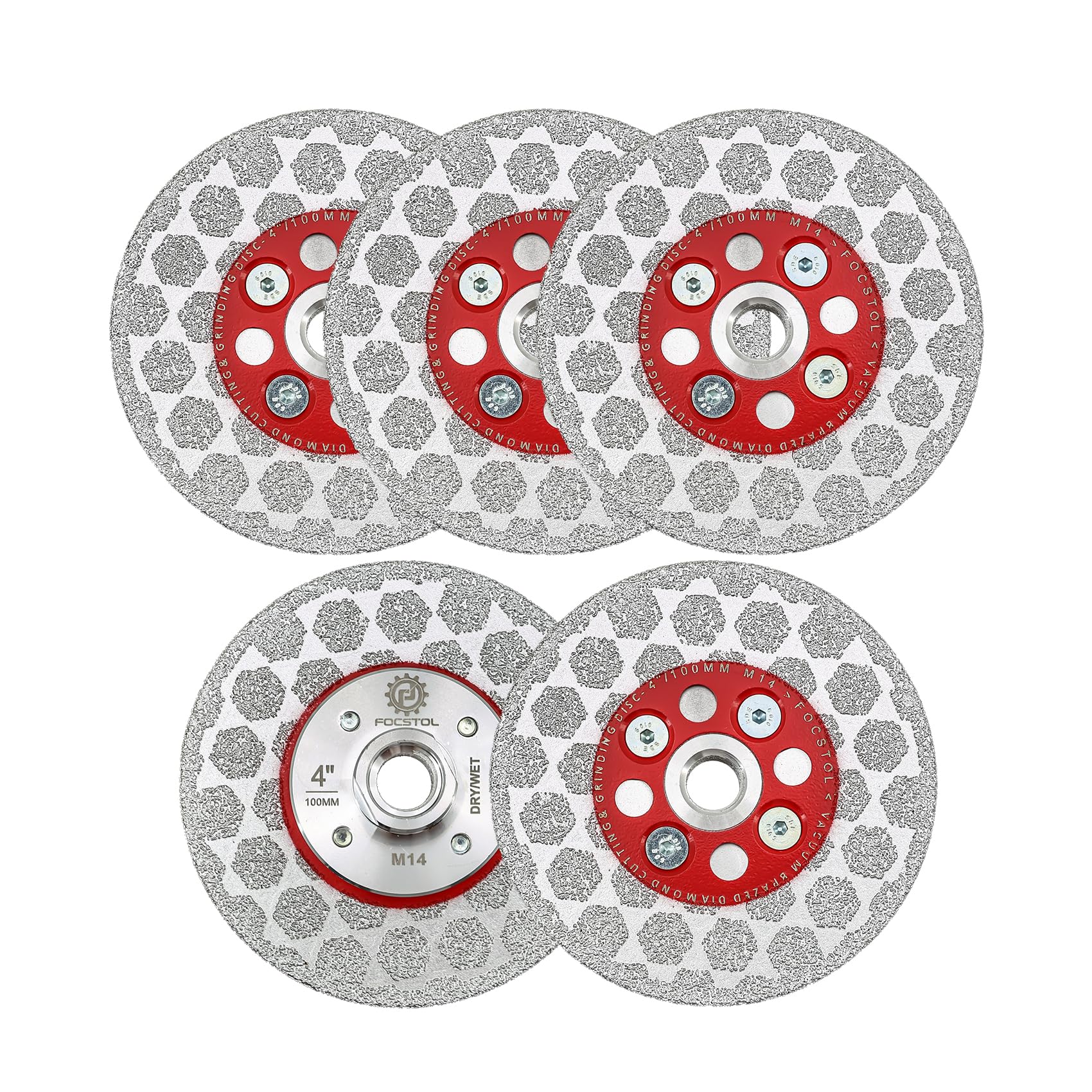 FOCSTOL Tarcza diamentowa 100 mm - 5 szt. Dwustronna tarcza tnąca i szlifierska do porcelany ceramicznej marmuru kwarcowego do szlifierki kątowej