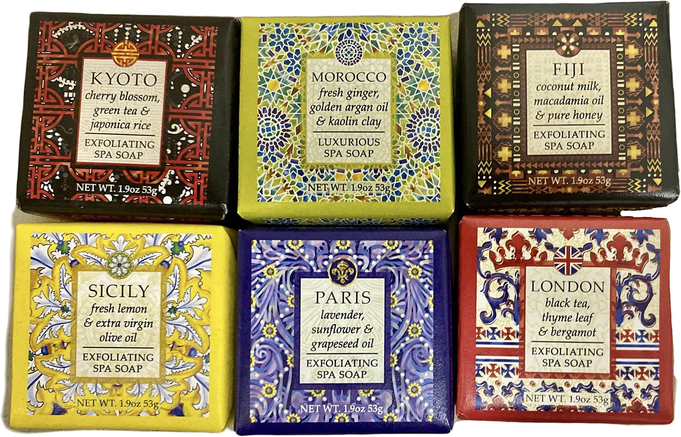 yeeyzzGreenwich Bay Trading Company Destination Spa Soaps 6 Piece Sampler 1.9 oz