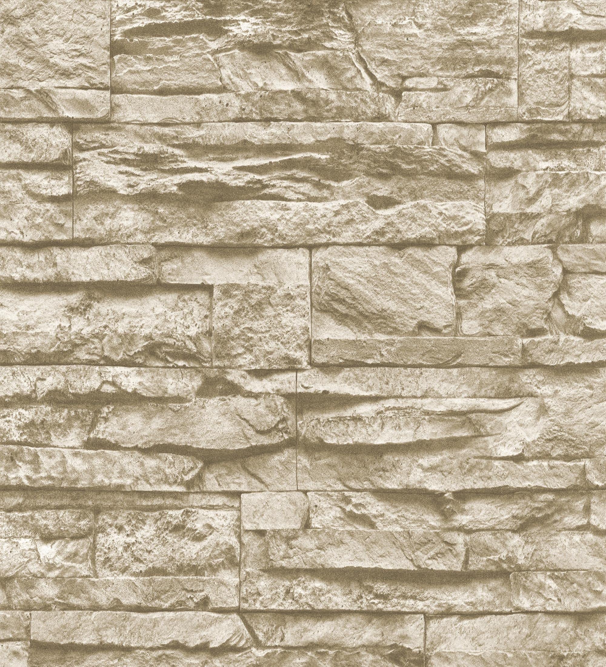 GAULAN 453146 - Carta da parati lavabile in vinile imitazione pietra ardesia beige texture in rilievo 3D per pareti soggiorno cucina bagno sala da pranzo - Rotolo di 10 m x 0,53 m