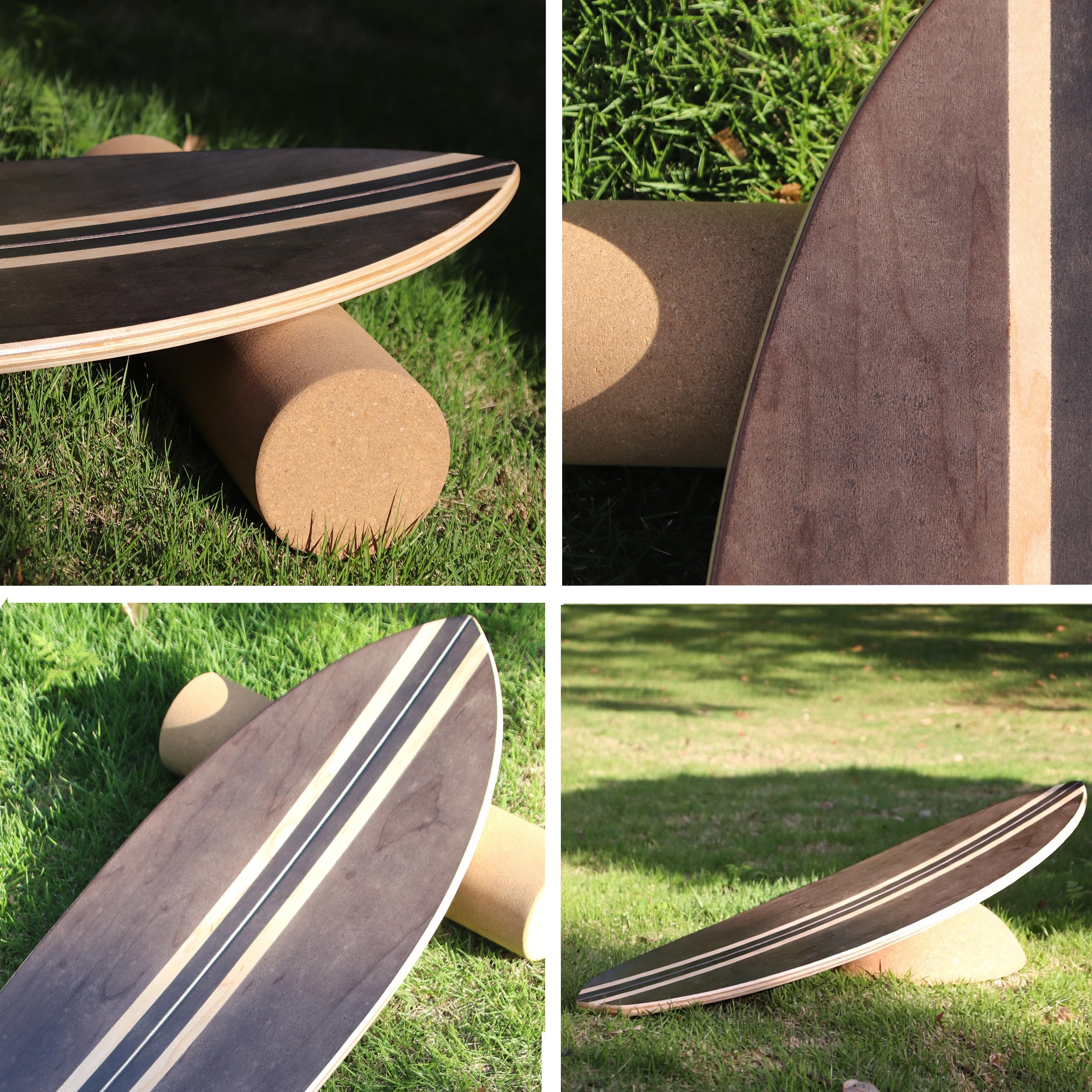Holz Balance Board mit Rolle & Halbkugel -Gleichgewichtstraining für Erwachsene - Inkl. Trainingsball & Anleitung - Verbessert Koordination&Muskelkraft