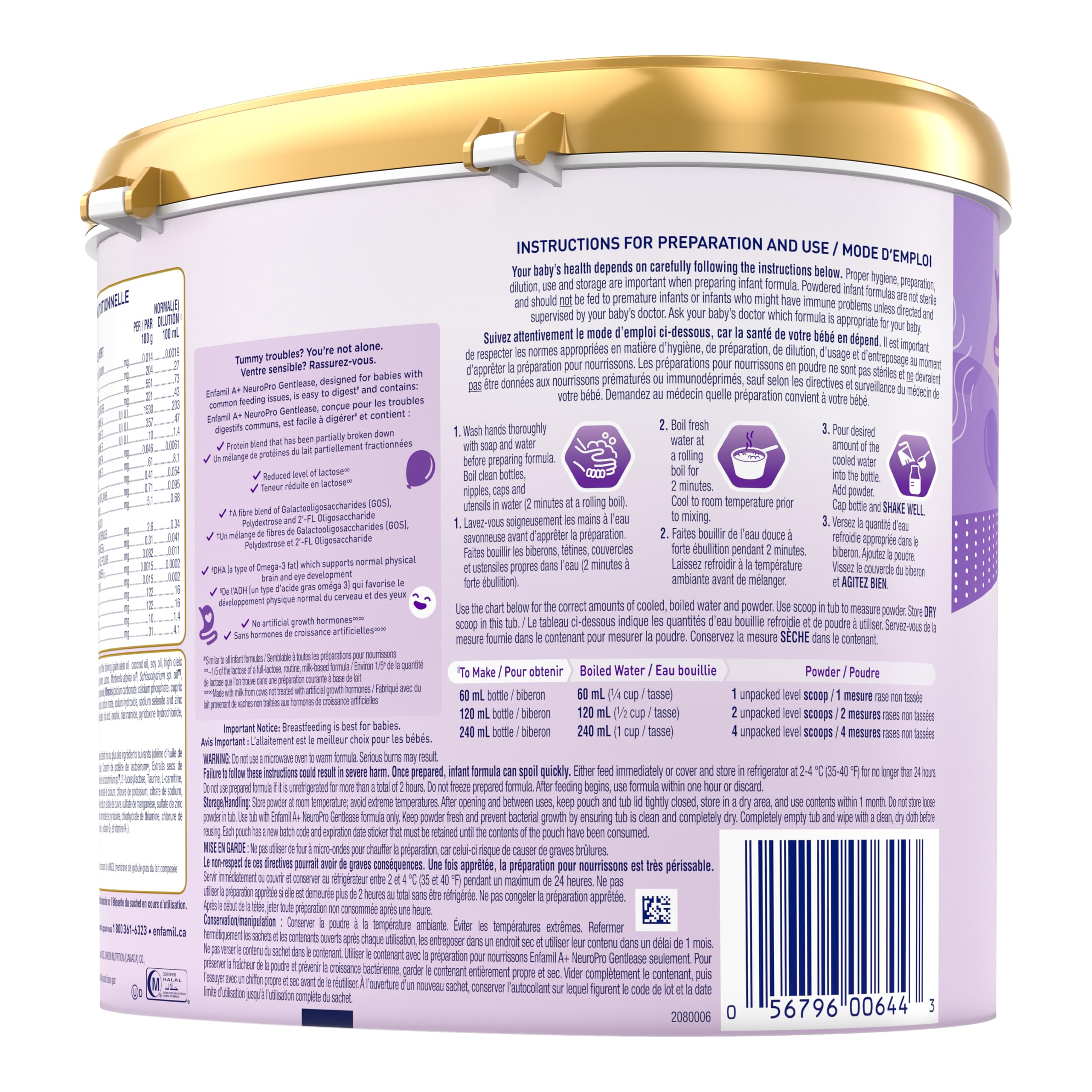Enfamil A+ NeuroPro Gentlease, Baby Formula, Powder Tub, with Brain Building DHA, 0+ Months, 553g - 4