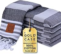 Vista 26 de Gold CASE Juego de 6 Toallas de Playa Turcas – Toallas de Baño Grandes 100% Algodón 70 x 38'' – LYCIA de Tamaño Extra Grande, Secado Rápido y Sin