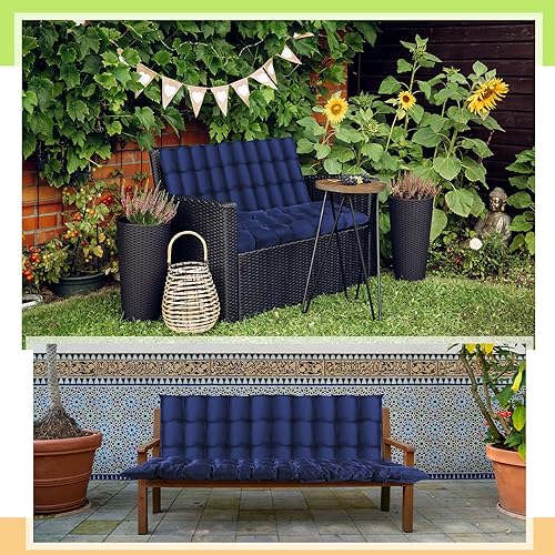 Miniatura 4 de Thyle Cojines de repuesto para columpio de banco de 63 x 19 pulgadas, cojines impermeables para muebles de patio de 2 a 3 plazas, cojín de grosor de
