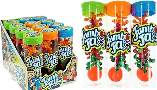 JA-RU Juguete Jax Jumbo con bola hinchable (juego de 12 Jax) Clásicos de Goma Juguetes Vintage para niños y adultos. Juegos de mesa retro de la