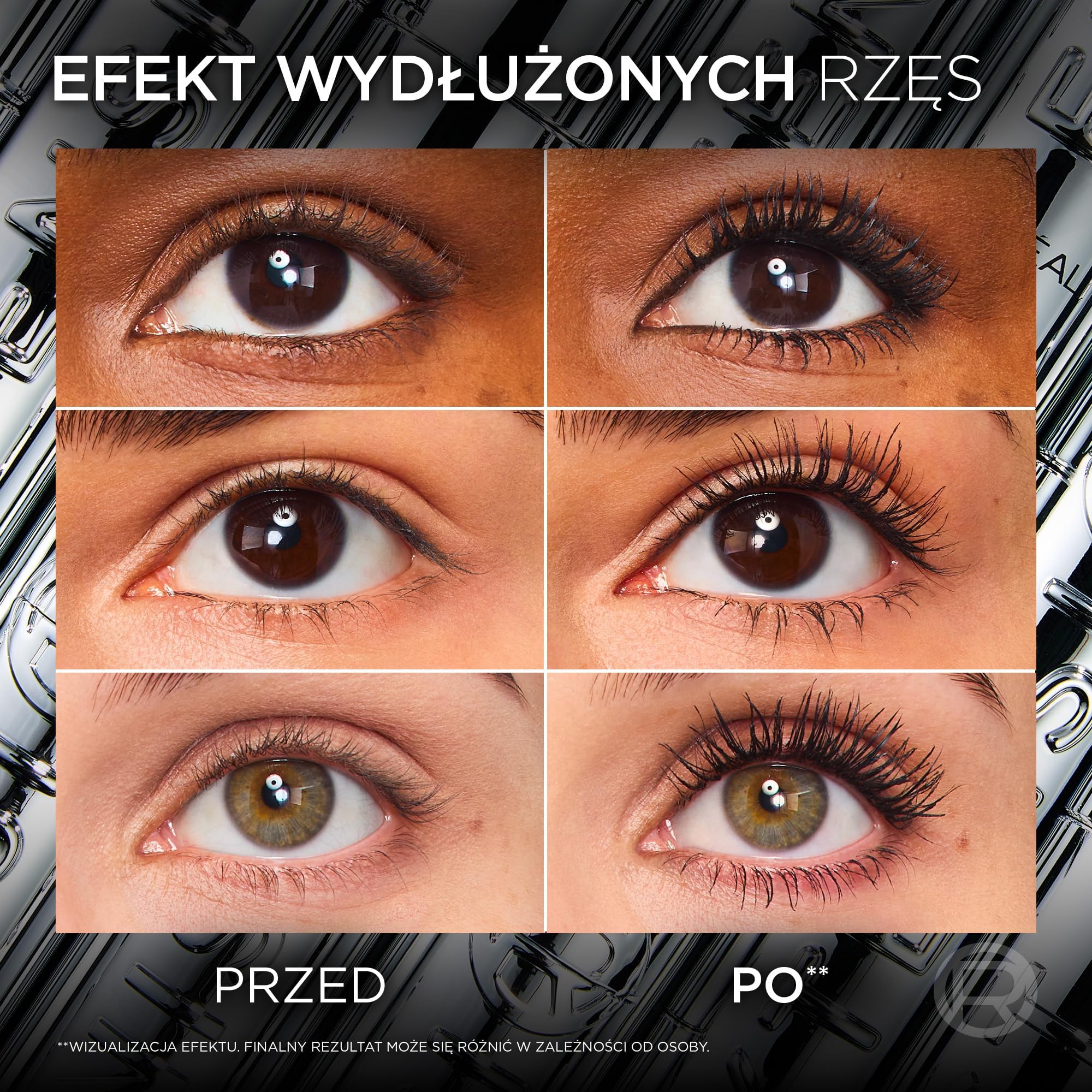 L'Oreal Paris Extensionist Mascara tusz do rzęs, wydłużajacy, długie i zdefiniowane rzęsy do 24H, formuła z wydłużającymi włóknami i pigmentami magnetycznymi, czarna, 9,9 ml