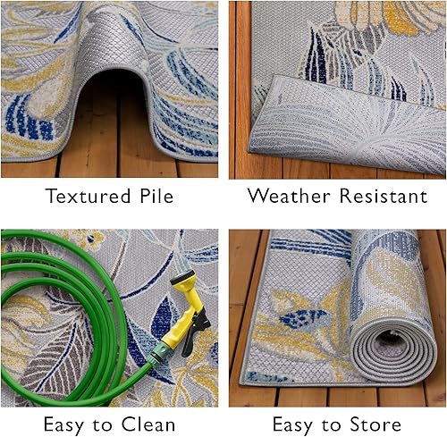 Miniatura 13 de Leick Home 595249 Song Floral - Alfombra rectangular para interiores y exteriores, 3 x 5 pies