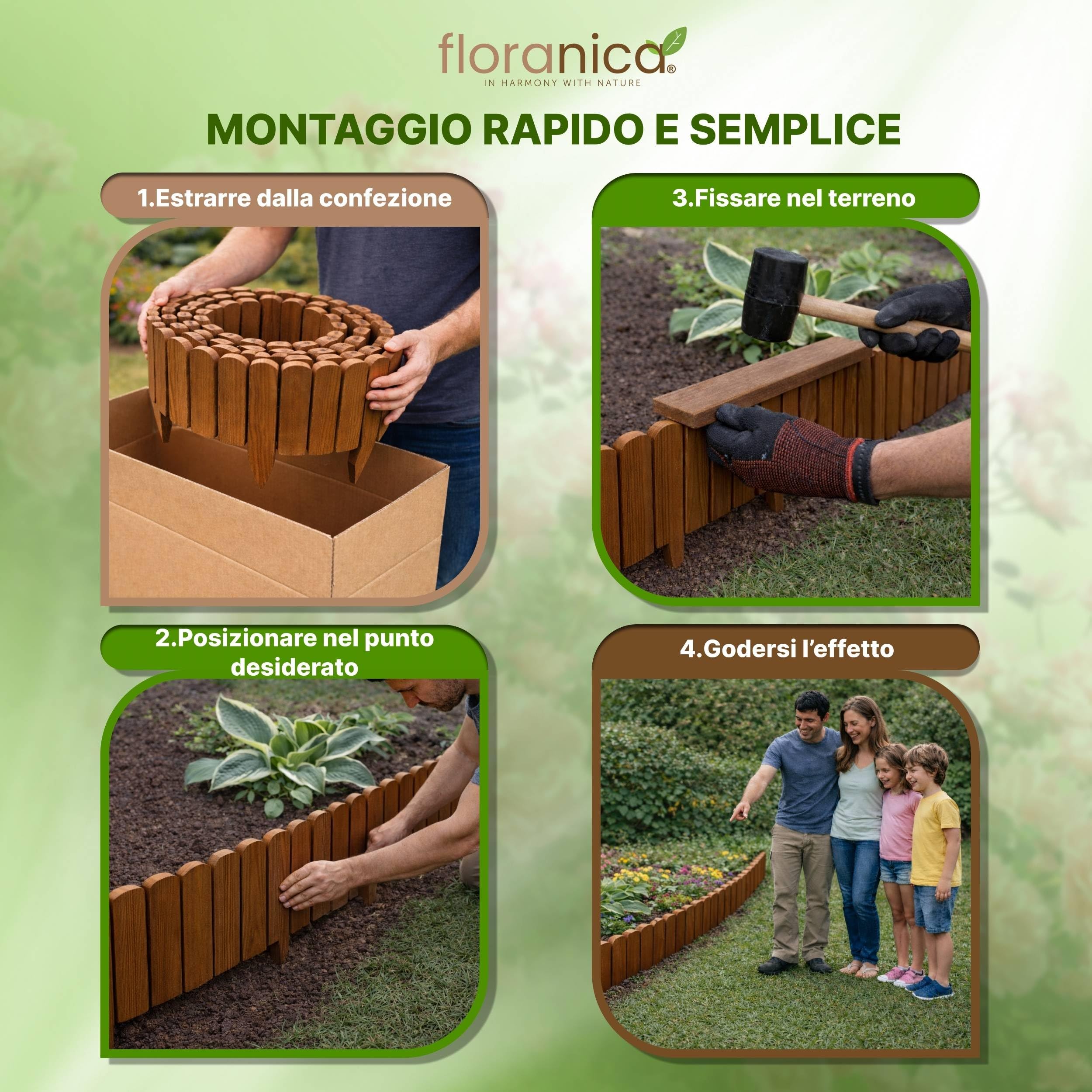 Floranica Bordo Giardino Flessibile 30 x 200 cm Marrone scuro Bordi Aiuole Legno Rollborder Bordura per Giardino Palizzata