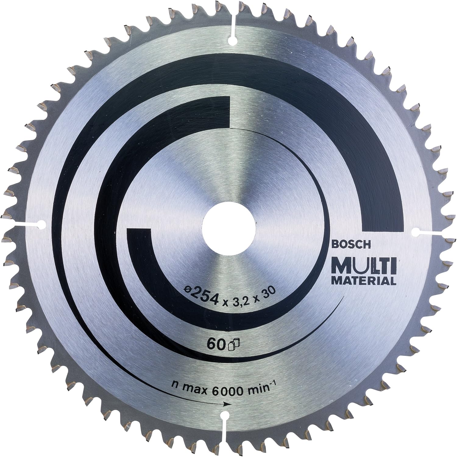 Bosch Accessories 2608640449 Multi Material Circular Saw Blade, 254mm x 3.2mm x 30mm, 60 Teeth
