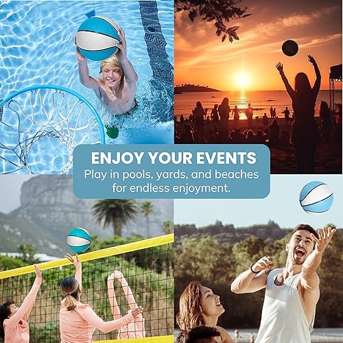 Miniatura 5 de Botabee - Pelota de baloncesto acuático, pelota azul impermeable de tamaño reglamentario para baloncesto y otros juegos de piscina, adecuada a