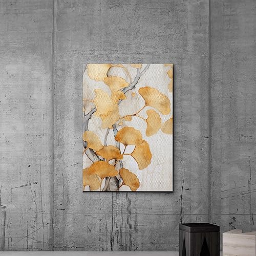 Miniatura 6 de Original Ginkgo biloba Print On Canvas, Modern Textured Gold Wall Art, Abstract Gold Leaves Print, Living room Wall Decor, Canvas Art, Wall
