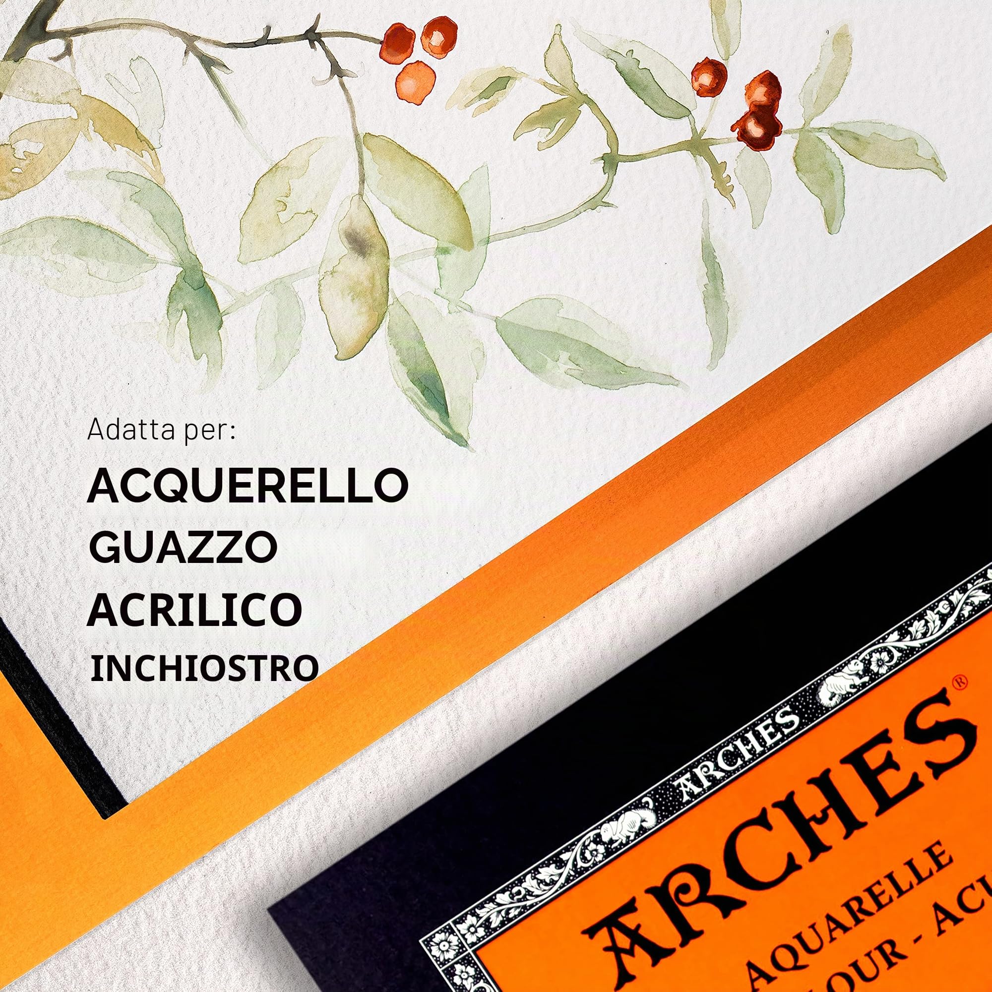 Arches Blocco Per Acquerello Incollato 1 Lato (12 Fogli) - Grana Torchon - 300 G/Mq - A3