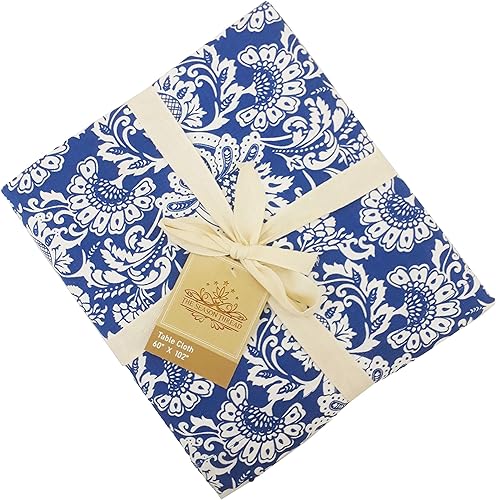 Miniatura 4 de The Season Thread - Mantel de mesa 100% algodón, azul, rectangular, tamaño 52x70 pulgadas. Para cocina, comedor, decoración de mesa, fiestas, Acción