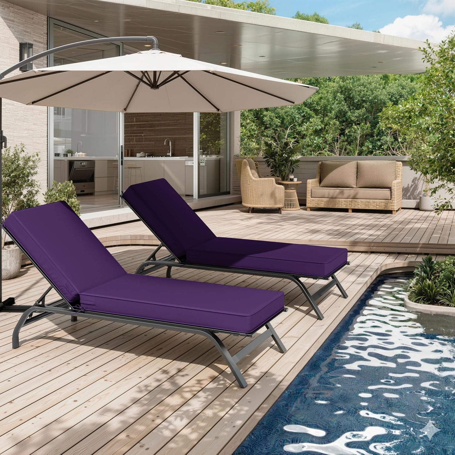 Chaise Lounge Cushions Outdoor, 80" L X 26" W X 4" D Lounge Chair Cushions for Outdoor Furniture, High-Density Foam Outdoor Chaise Cushion-Waterproof Fade-Resistant ThickPatio lounge chair cushion